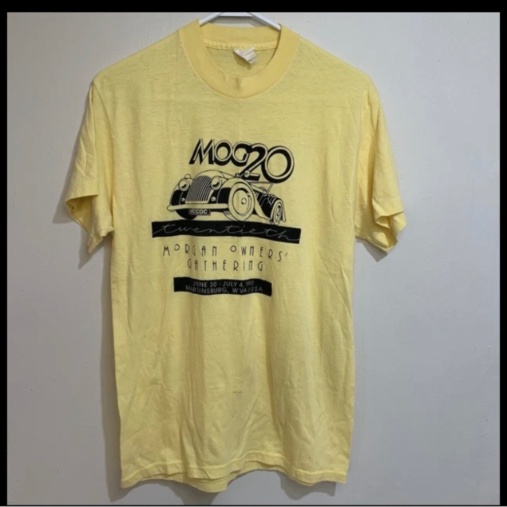 Vintage 1990 MOG20 Morgan Owners Gathering Tee Shirt Adult Size Large 90s